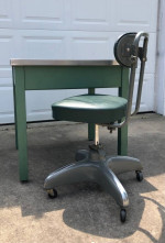 Pair Industrial Lab Table with Tanker Office Chair Cosco 1967