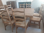 Brazilian Pine Dining Table with 8 Solid Wood Chairs