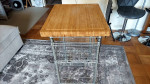 Portable chopping block table with rack on wheels