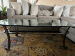 Wrought Iron Coffee Table with Glass Tabletop