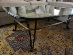 Wrought Iron Coffee Table with Glass Tabletop