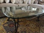Wrought Iron Coffee Table with Glass Tabletop