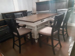 Counter Height Dining Table with Wine Rack & Storage