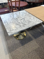 36"x36"x29"H square conference restaurant table in White/Gray Marble t