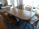 Solid Oak Wood Dining table with 6 chairs
