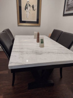 Marble Table w/4 Leather Chairs
