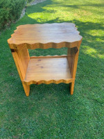 Real wood decorative artsy, two shelf stand/end table
