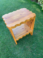 Real wood decorative artsy, two shelf stand/end table