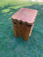 Real wood decorative artsy, two shelf stand/end table