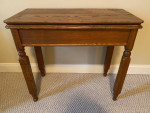 Shape shifting folding wood table   34x34” open and 17x34” closed.