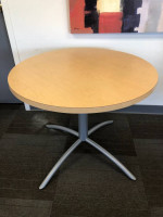 Used Cherryman 36" Round Conference Table, Maple Laminate Top
