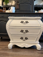 Large Bombe style French Provencial nightstand side table