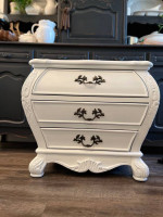 Large Bombe style French Provencial nightstand side table