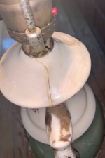 1940s Victorian Limoges Urich Handled Urn Style Table Lamp Flower Medallion Gold