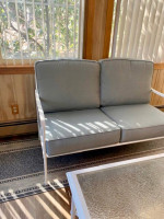Indoor / Outdoor Furniture Set: Bench Seat w/ Cushions & Coffee Table