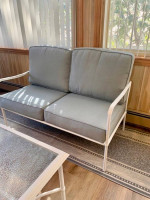 Indoor / Outdoor Furniture Set: Bench Seat w/ Cushions & Coffee Table