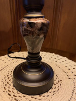 Small Faux Marble & Dark Brown Metal Table or Desk Lamp