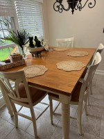 Bar Height Kitchen Table and 4 Chairs with 18" leaf.