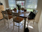 Bar Height Kitchen Table and 4 Chairs with 18" leaf.