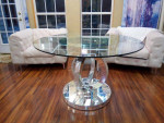 NEW ACME Mirrored Dining Table with Faux Diamonds and Mirrors