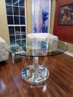 NEW ACME Mirrored Dining Table with Faux Diamonds and Mirrors