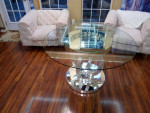 NEW ACME Mirrored Dining Table with Faux Diamonds and Mirrors
