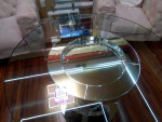 NEW ACME Mirrored Dining Table with Faux Diamonds and Mirrors