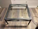 Glass and metal coffee table