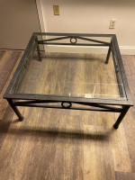 Glass and metal coffee table