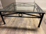 Glass and metal coffee table