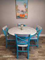 Dining table w 4 chairs blue CUSTOM COSTAL STYLE !!!