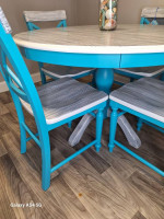 Dining table w 4 chairs blue CUSTOM COSTAL STYLE !!!