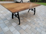 Beautiful Large Solid Piece Live Edge Dining Table Cast Iron Bases