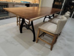 Beautiful Large Solid Piece Live Edge Dining Table Cast Iron Bases