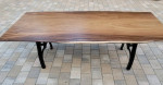 Beautiful Large Solid Piece Live Edge Dining Table Cast Iron Bases
