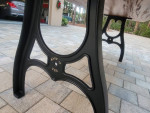 Beautiful Large Solid Piece Live Edge Dining Table Cast Iron Bases