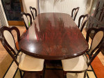 Mahogany Italian Style Table with 6 Chairs and a Leaf