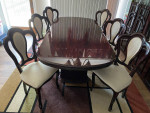 Mahogany Italian Style Table with 6 Chairs and a Leaf