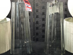 2- BRAND NEW  CLEAR GLASS TAPERED HEX TABLE LAMPS