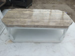 Coffee table with wheels.