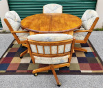 Game Table and 4 Chairs on Casters. Solid Wood