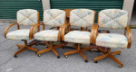 Game Table and 4 Chairs on Casters. Solid Wood