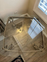 Gold Toned Wrought Iron and Glass Coffee Table