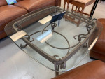 Gold Toned Wrought Iron and Glass Coffee Table