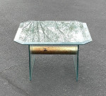 Vtg Mid Century Glass And Brass Cylinder Coffee Side End Accent Table