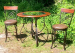 (Delivery Available) Timeless Wrought iron Bistro table and 2 swivel 360° chair