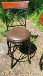 (Delivery Available) Timeless Wrought iron Bistro table and 2 swivel 360° chair