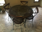 cane and wood dining glass top table and 4 chairs set in great shape