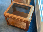 Solid Wood Side Tables End Tables with Wood and Shaded Glass Table Top
