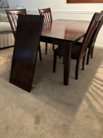 5' Dining Table, 4 Chairs, 42"Leaf, Ebony Finish